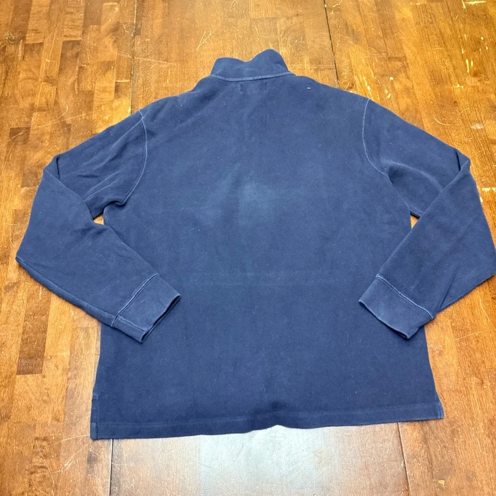 VTG Polo Ralph Lauren 1/4 Zip Pullover Mens L Navy Blue Cotton Pony Logo Sweater
